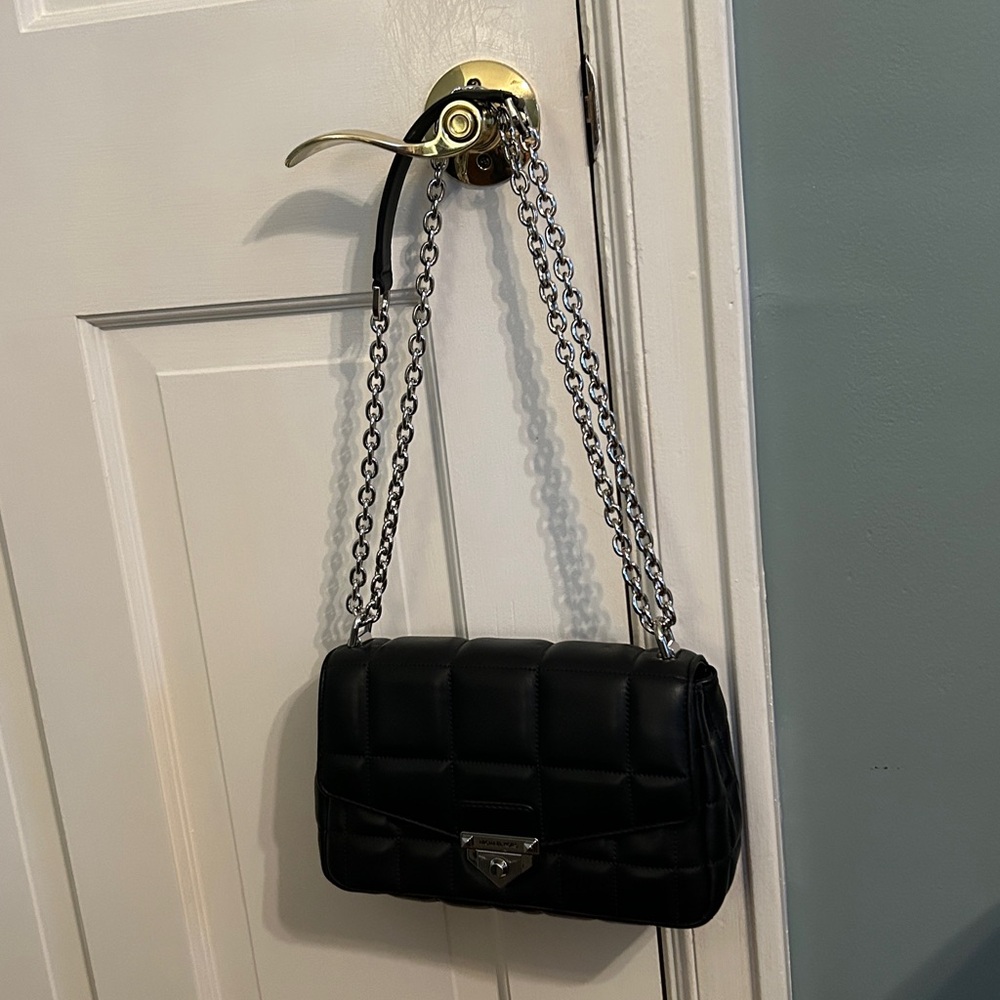 Michael Kors Black Soho Quilted Bag with Silver Chain - Picture 3 of 11